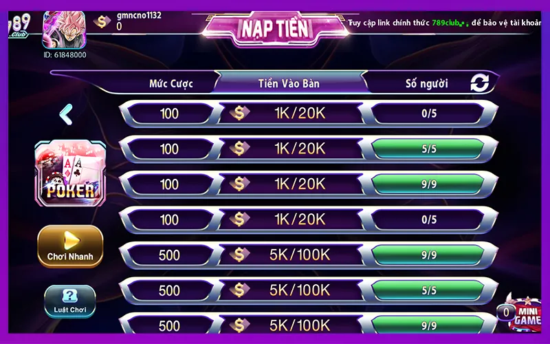 Game bài tại 789Club, casino trực tuyến 789Club, nhà cái online