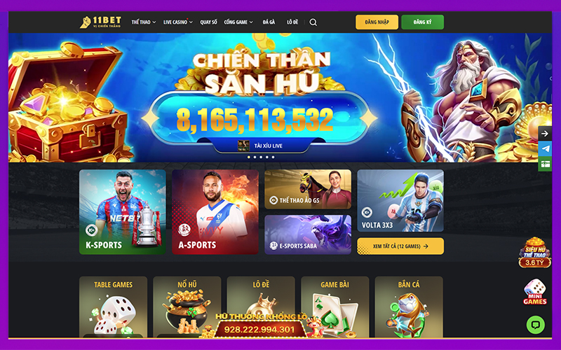 Giao diện 11Bet tối giản, trực quan và tương thích tốt