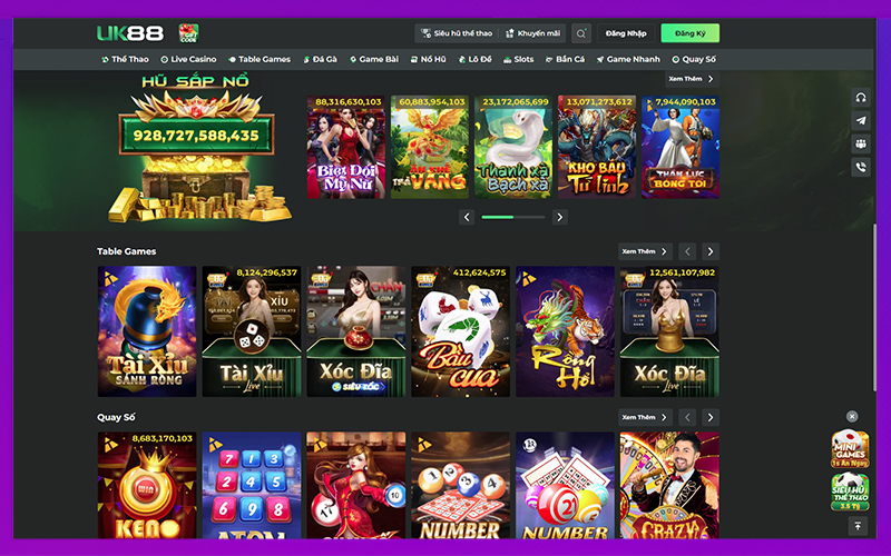 Hệ thống trò chơi đa dạng từ cá cược thể thao đến slot game
