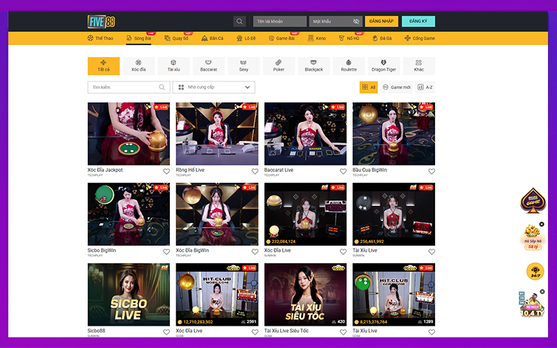 Live Casino Five88 nổi bật với dealer livestream chuyên nghiệp