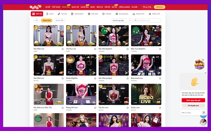 Live casino với người chia bài thật, hình ảnh mượt