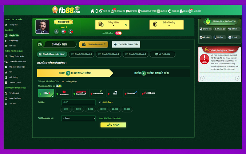 Thanh toán hỗ trợ ngân hàng và ví điện tử an toàn